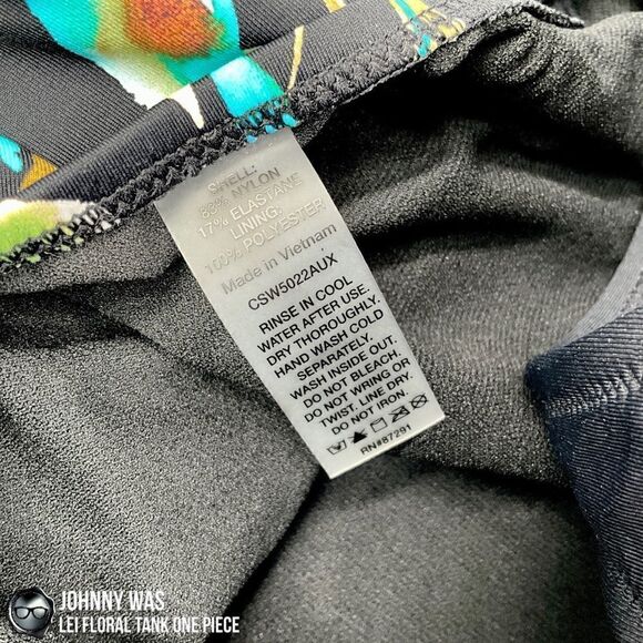 JOHNNY WAS LEI FLORAL TANK ONE PIECE PLUS SIZE 2X SWIMSUIT IN BLACK FLORAL NEW - Picture 13 of 16